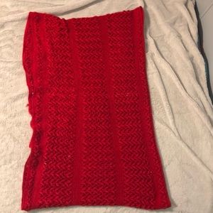 Red knit infinity scarf